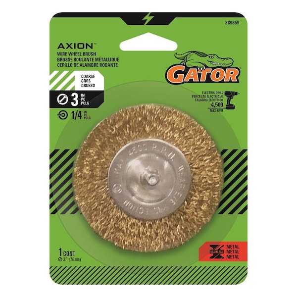 Gator Gator 3 in. Coarse Crimped Wire Wheel Brush Brass Coated Steel 4500 rpm 1 pc 389859 - main